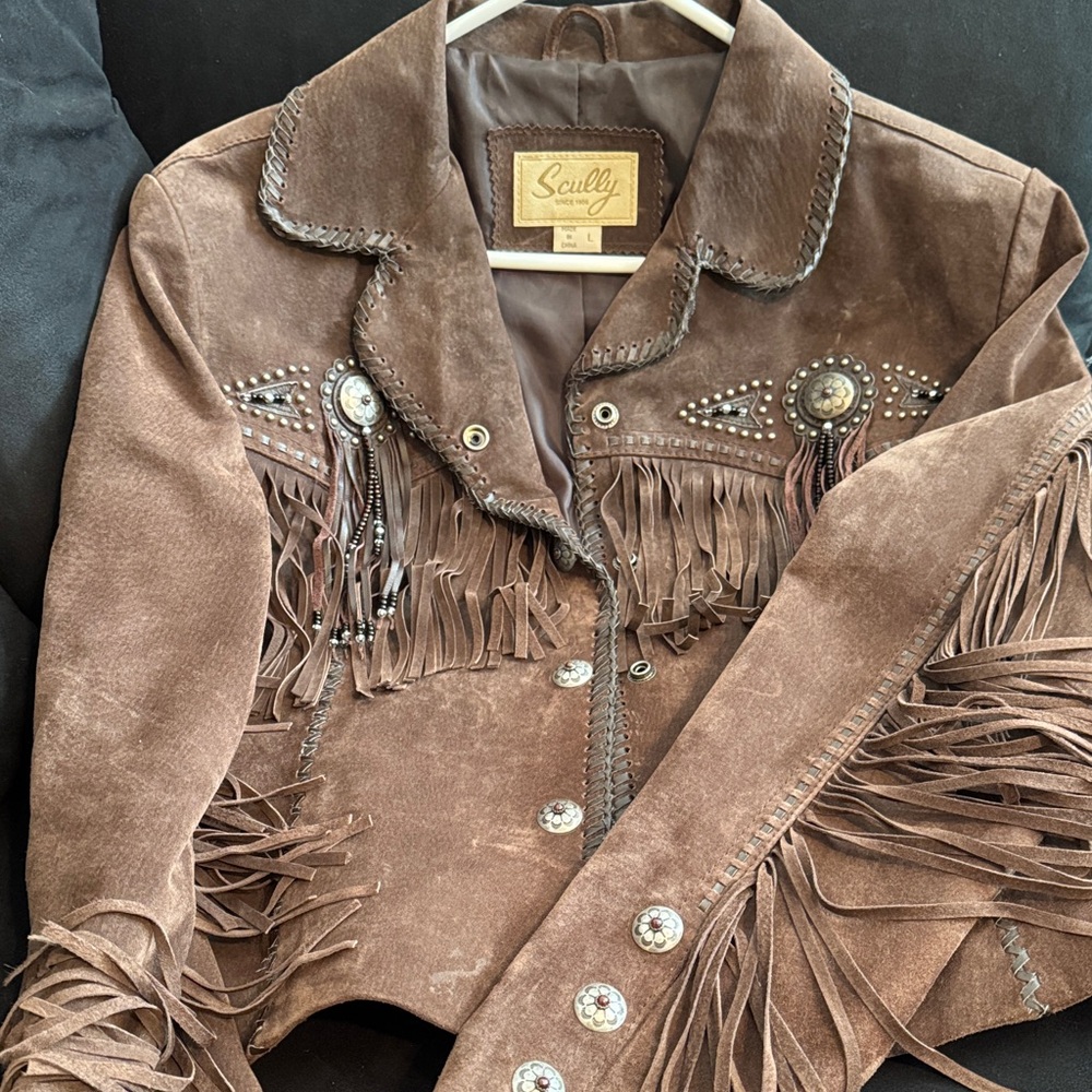 Scully Women's Suede Brown Fringe Leather Jacket